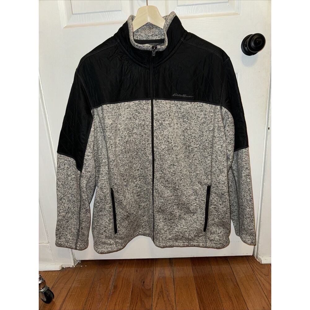NEW Eddie Bauer Convector Hybrid Full Zip Gray Fleece Jacket Size‎ 2XL